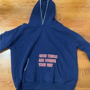 Altar'd State Navy Hoodie with Red Text